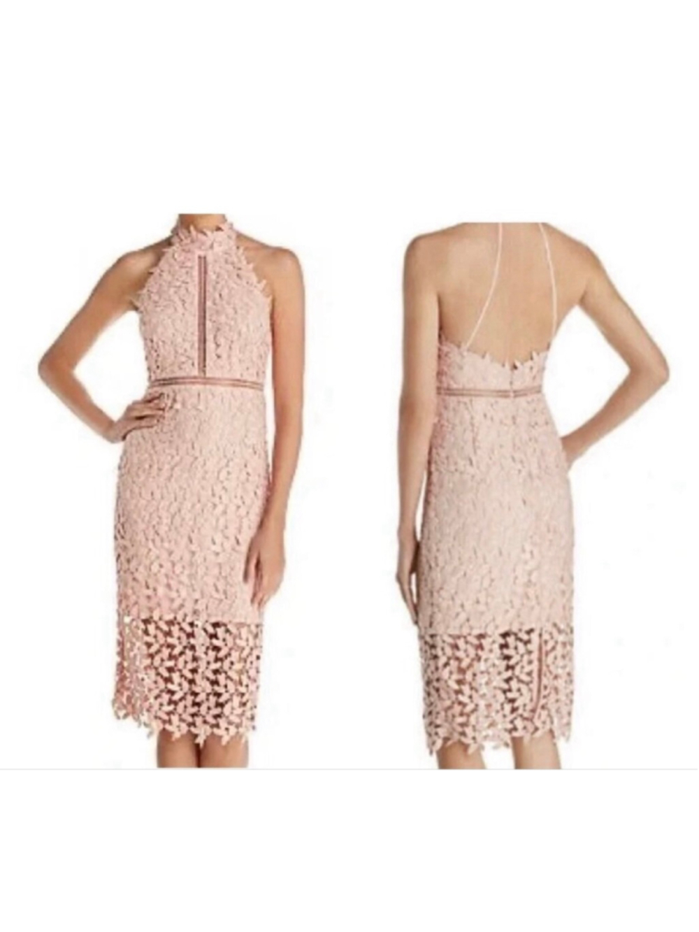 Bardot Gemma Pink Lace Halter Mini Dress Size 6 Coquette Party Cocktail Wedding